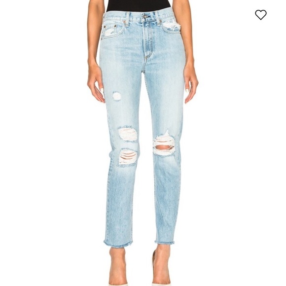 Rag & Bone Marilyn Jean in Union Pool Light Blue Distressed Raw Hem Fray 26 - Picture 13 of 13